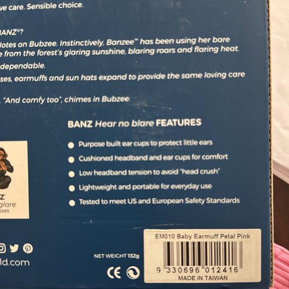 NWT - Banz Pink/Black “Hear No Blare” Noise Reducing Earmuffs for Kids-Age 0-2 - Picture 3 of 9